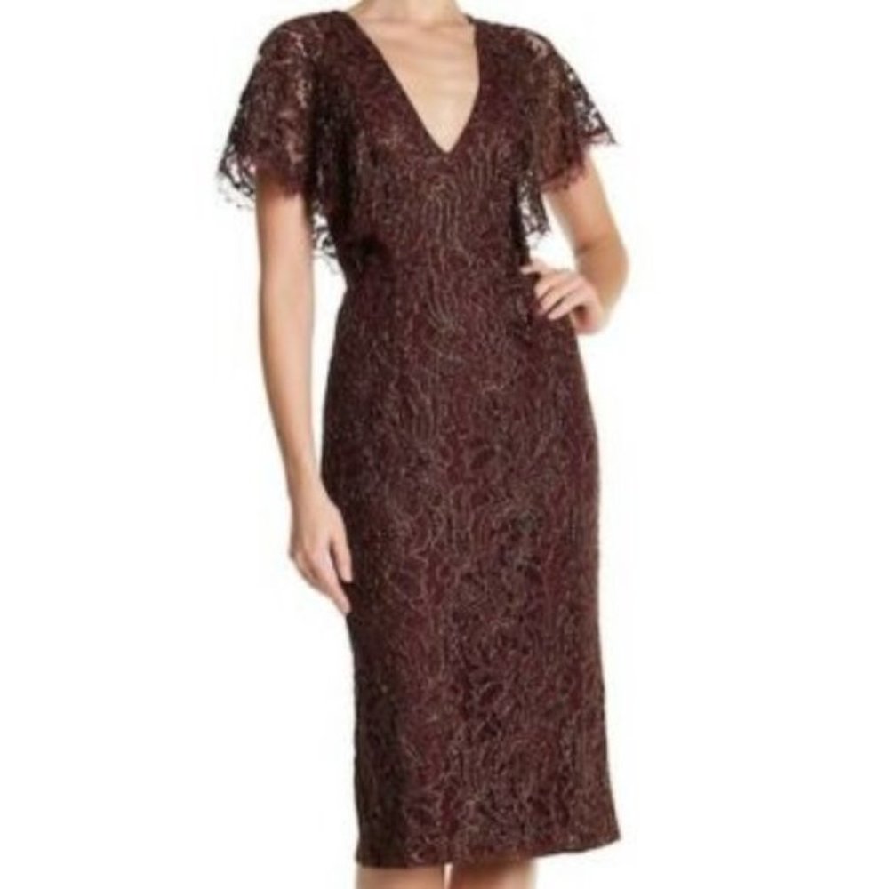 Dress the Population Burgundy Lace Midi Dress